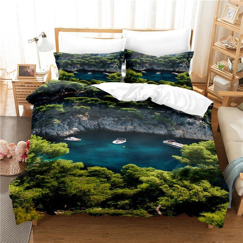 Natural Scenery Duvet Set Duvet Cover Set 3d Bedding Digital Printing Bed Linen Polyester Bedding Set Fashion Design King Queen