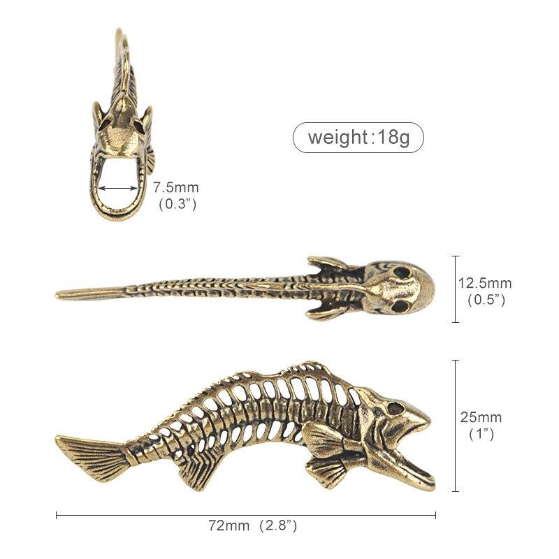 Breloc Vintage din Alamă Os de Pește DIY Paracord Cheie Auto Pandantiv Coardă Accesorii Inel de Chei Agățat