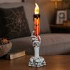 Vintage Style Halloween Ornaments LED Ghost Candle Light, Spooky Hand Lamp Flameless Flickering Lamps Tabletop Decor, Horror Light for Party