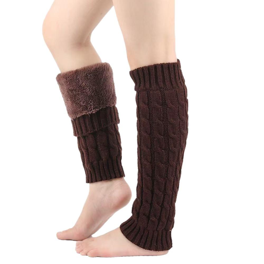 

European Autumn Winter Knit Leg Warmers: Thickened Cable Knit Slouch Socks for Women One Size