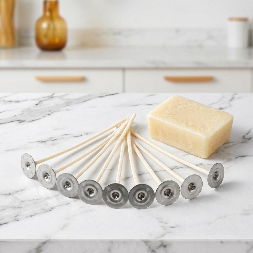 100 Stück 100% Baumwolle Kerzendochte Stabile Brennende Sojawachs-beschichteter Baumwollkern-Docht Mit Clips Kerzenherstellung Zubehör DIY
