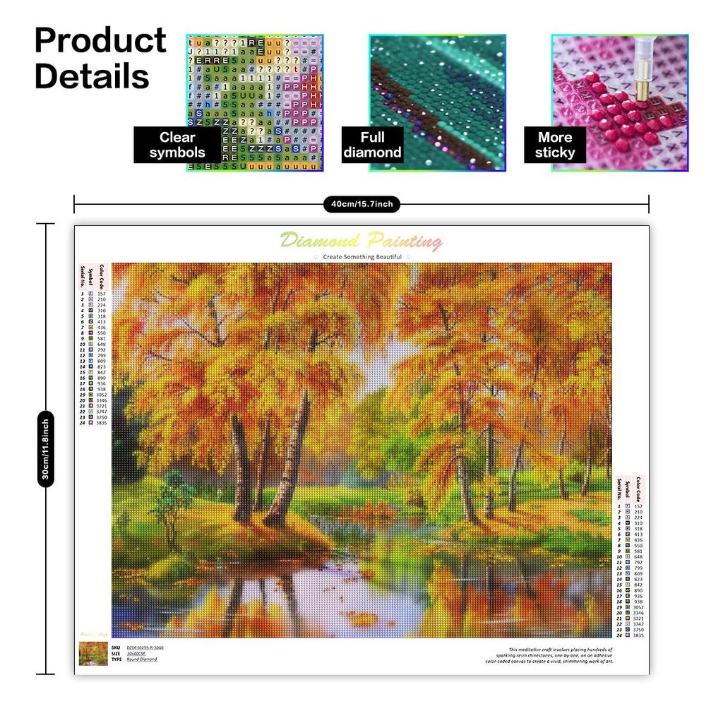Full Round Diamond Painting Landscape Fallen Leaves Diamond Art Embroidery Scenery Home Decor 30x40cm/12x16inch