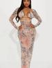 Women's Swimsuit Long Sleeve Tie Dye Three Piece Sexy Halter Neck Bikini Split Suit Beach Wear