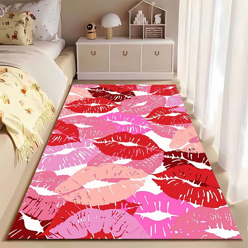 Colorful Lip Print Pattern Carpet suitable as a non-slip mat for the living room or bedroom sofa