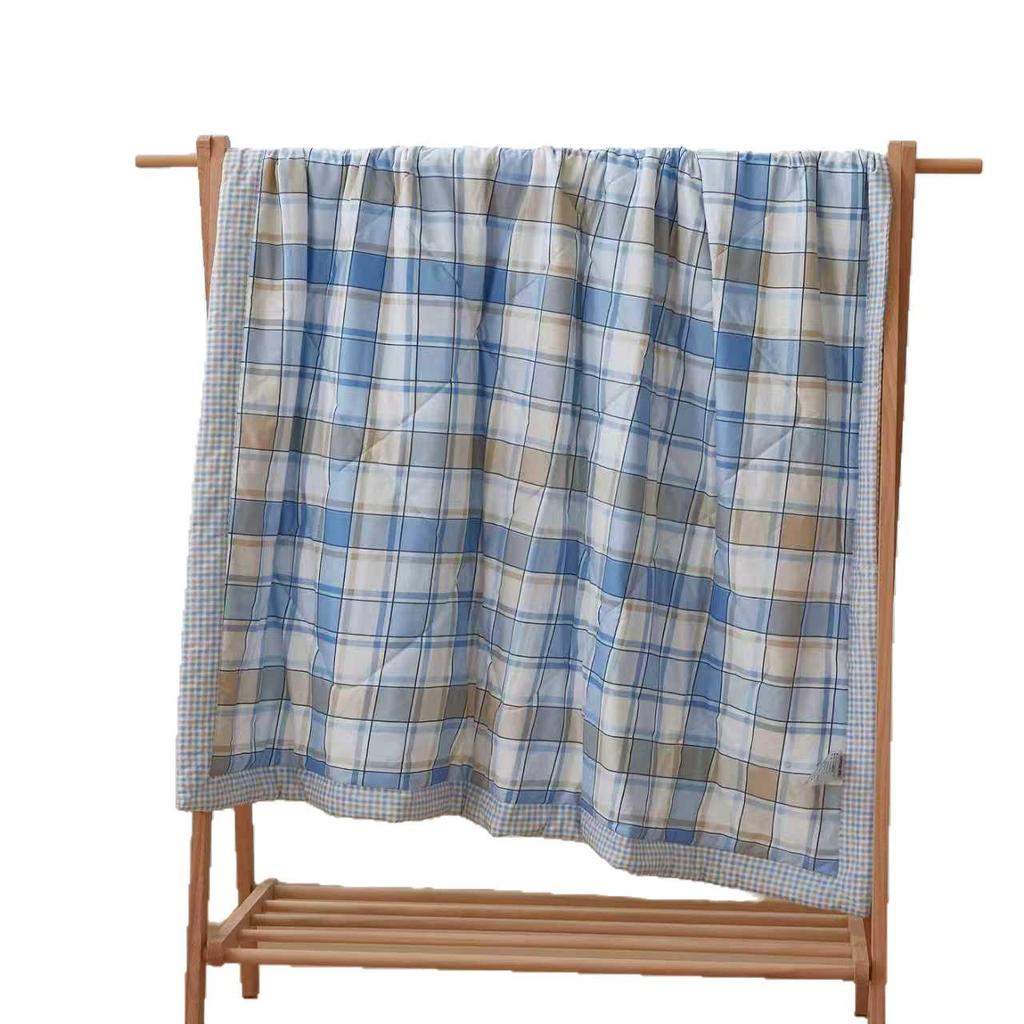 Linen Cotton Double-Layer Summer Quilt - Machine Washable, Cool, Ideal for Dorms.