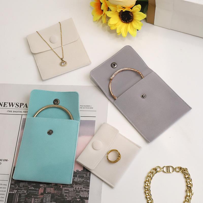 Velvet Jewelry Storage Bag with Snap Button - Necklace & Ring Organizer