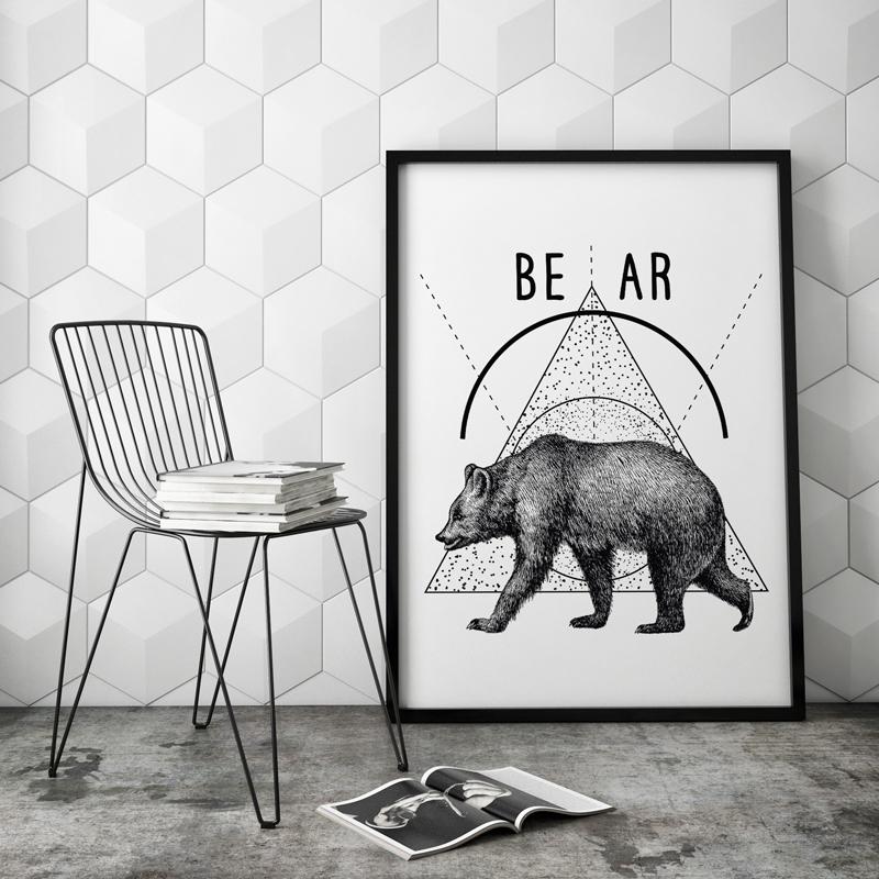 Poster Bear Geometry Dotwork