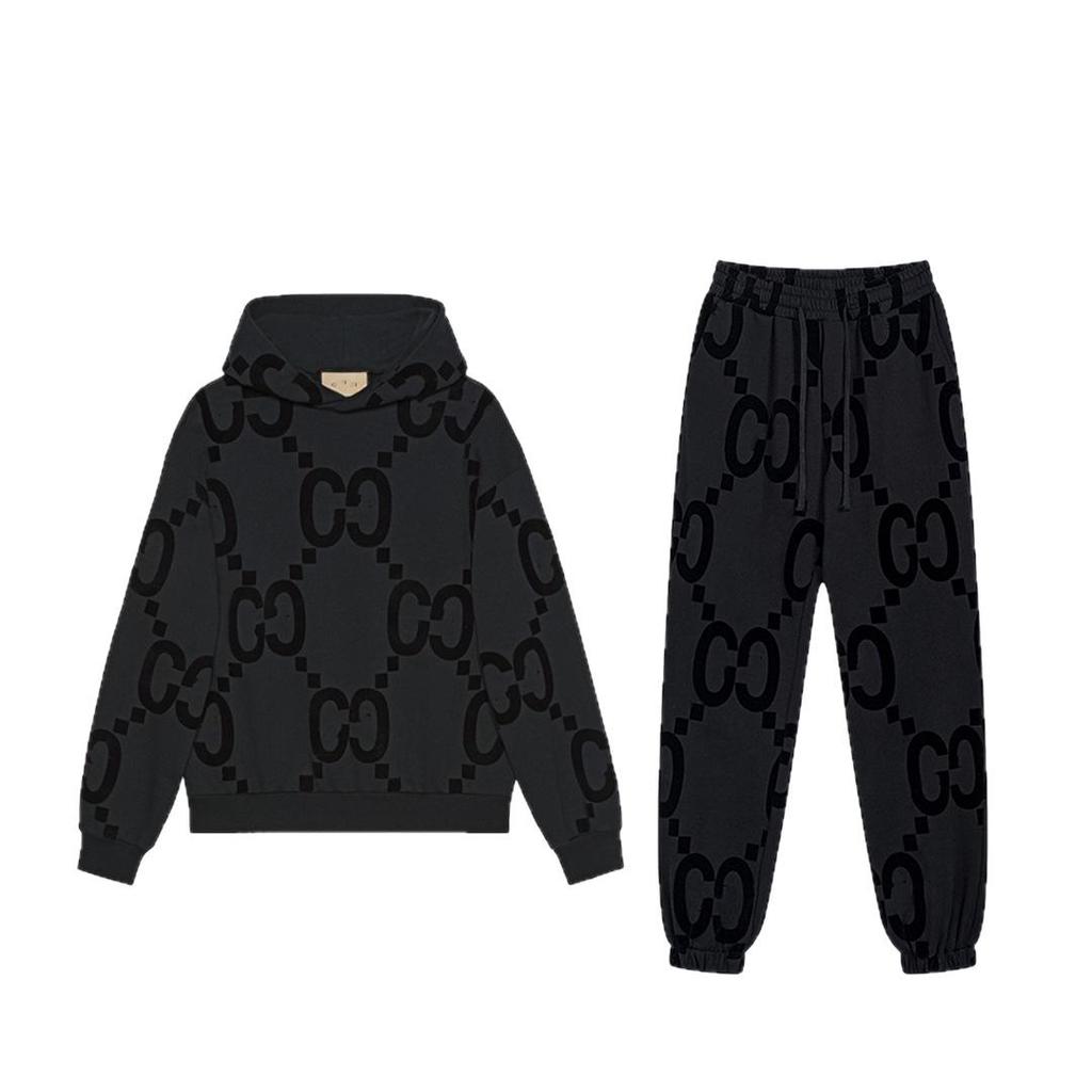 G Brand Unisex Flocking Logo Print Hoodie & Sweatpants Set - Autumn/Winter 25 Collection