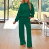 Women's Fashion Two-piece Solid Color Hooded Sweatshirt Trousers Casual Set