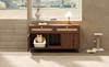 Cat Litter Box Cabinet with Litter Mat, Pet Cabinet with Rattan Drawers, Sideboard/TV Cabinet, Without Litter Box, Walnut, 120x50x65 Cm