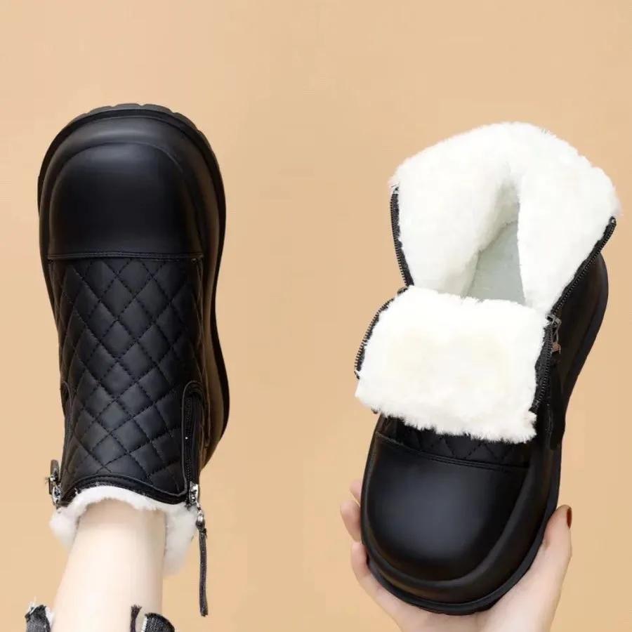 Snow Boots, Warm Short Boots, Women's Fashion, Thick-soled Cotton Shoes, Plus Velvet Thickening