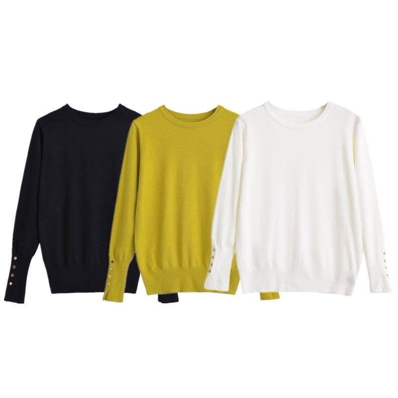 Fashion Style 2024 Autumn New Women's Clothing Easiest for Match Plain Stitch Basic round Neck Long Sleeves Knitwear 8851170