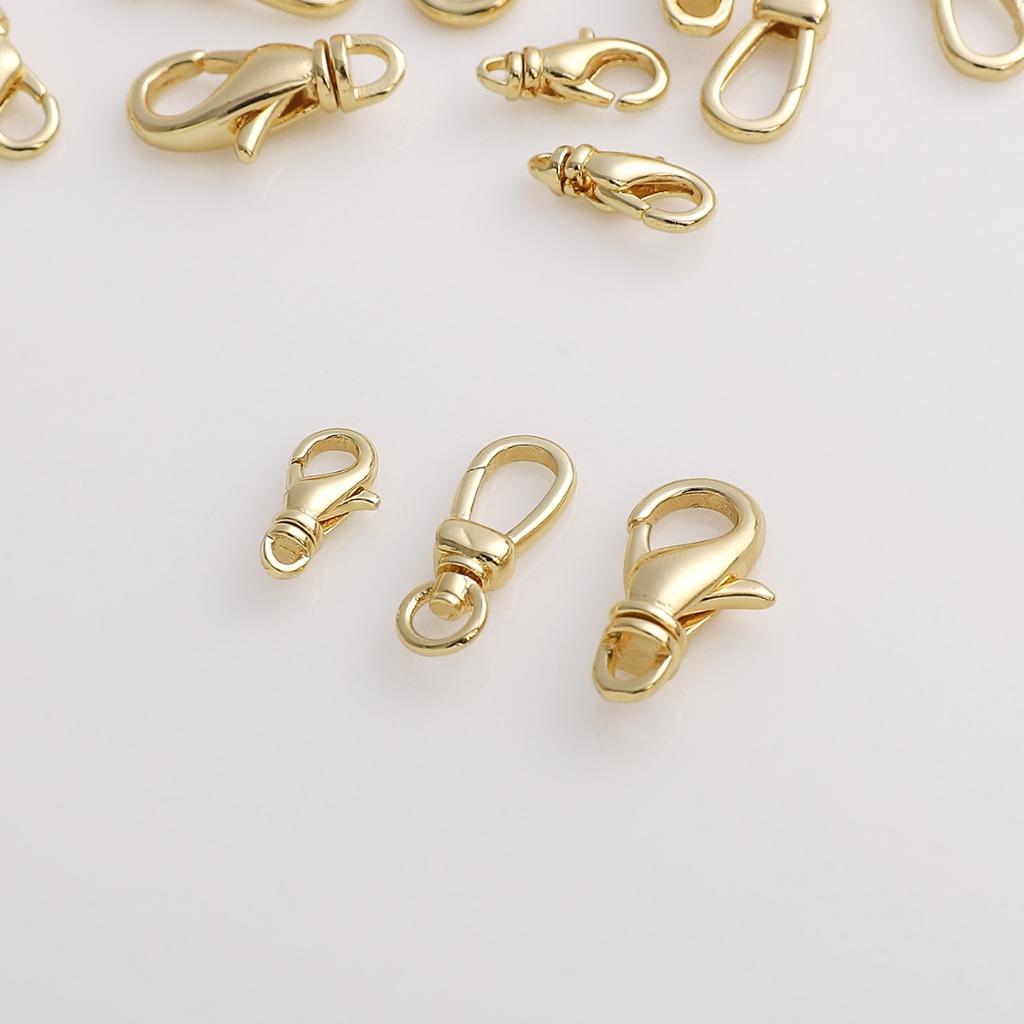 1pc/Bag 18K Gold Plated Metal Lobster Clasp Universal Rotating Lobster Clasp For DIY Bracelet Necklace Making Jewelry Findings Accessories