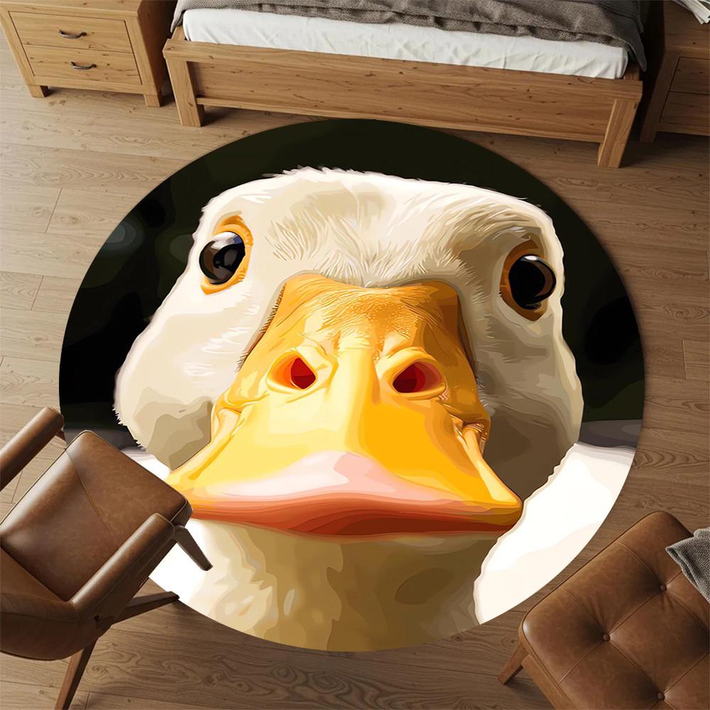1PC Duck Meme Round Chair Mat Area Rug - Non-Slip, Floor Mat for Office, Bedroom, Home Decor Christmas Gift C0528123