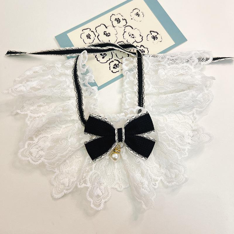 Cat & Dog College-Style Bow Lace Collar Scarf