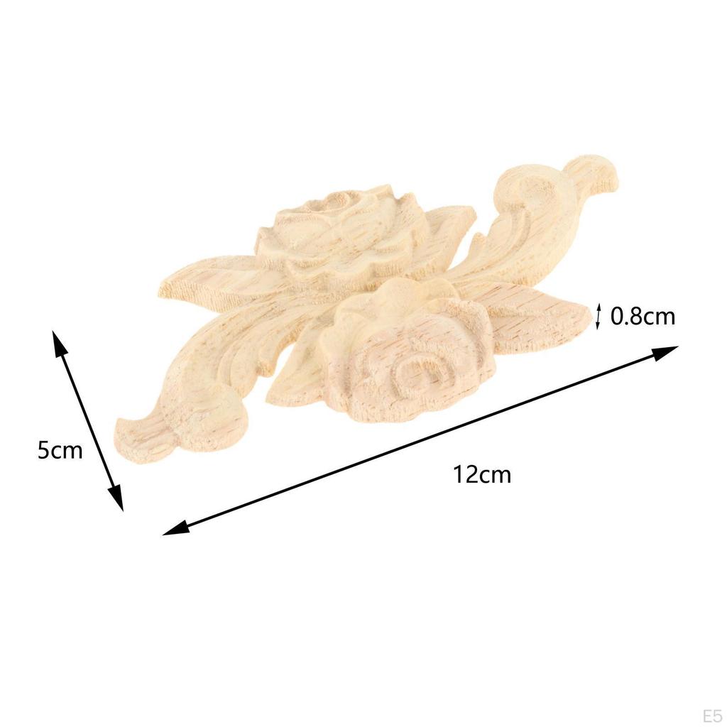 4 Stück Geschnitzte Applikationen Einlegearbeit Rosenfigur in Zierleisten Aufkleber, Bett,