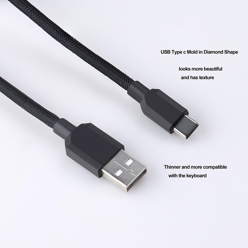 Passed FCC CE Braided USB Keyboard Cable Mechanical Keyboard Type C Cable Double Sleeve Coiled Keyboard Cable
