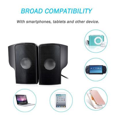 Clip Computer Speaker Wire Volume Adjustment USB 3.5MM Stereo Sound Portable Mini Laptop