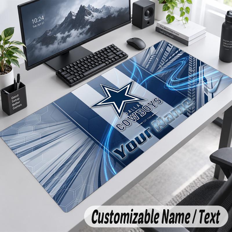 Custom Name Text Mouse Pad Dallas Cowboys Personalized Desk Pad For Work And Gaming