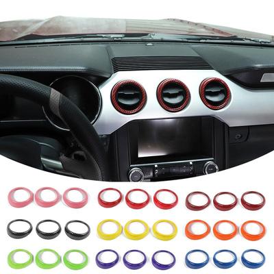 Car Central Control Air Conditioning Vents Decoration Cover Sticker Fit for Ford Mustang 2015 Up ABS Interior Accessories