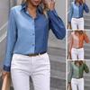 Women Shirt Lapel Long Sleeve Single Breasted Shirt Tops Color Blocking Regular Fit Casual Shirt Daily Wear