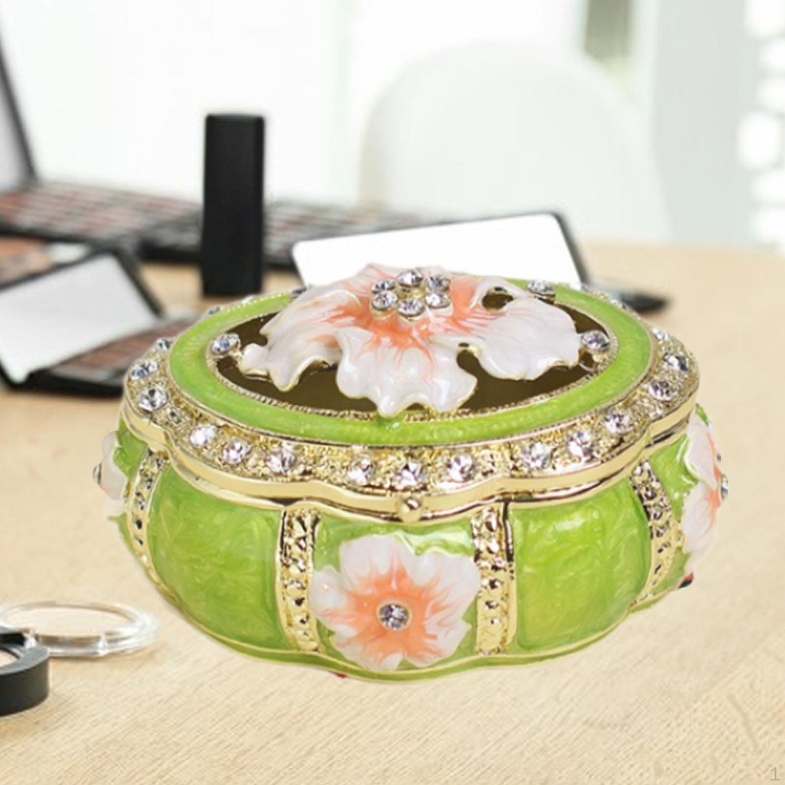 

Эмалированная шкатулка для безделушек, декоративная шкатулка для хранения украшений в винтажном стиле из сплава, подарочный футляр для хранения сувениров зелёный