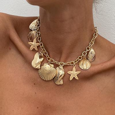 Kreative Seestern Jakobsmuschel Anhänger Choker Halskette für Frauen Kette Sommer Strand Schmuck Accessoires