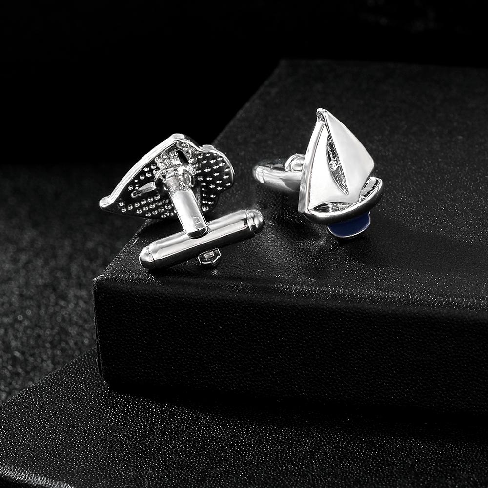 Sports Mens Sailboat Shaped Cufflinks Personality Sailing Boat Design Sleeve Button Father's Day Gift