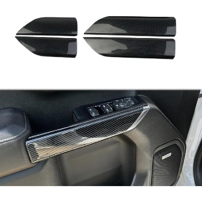 Carbon Fiber Inner Door Handrail Handle Cover Trim for 2019-2026 Chevy Silverado 1500/GMC Sierra 1500 for 2020-2026 Sierra/Silverado 2500 3500 HD