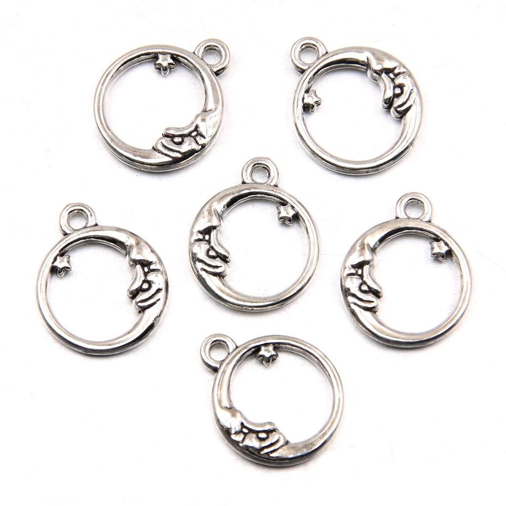 Handgefertigter Antiksilber Mondanhänger: Kreativer Natürlicher Charme Schmuck Accessoire