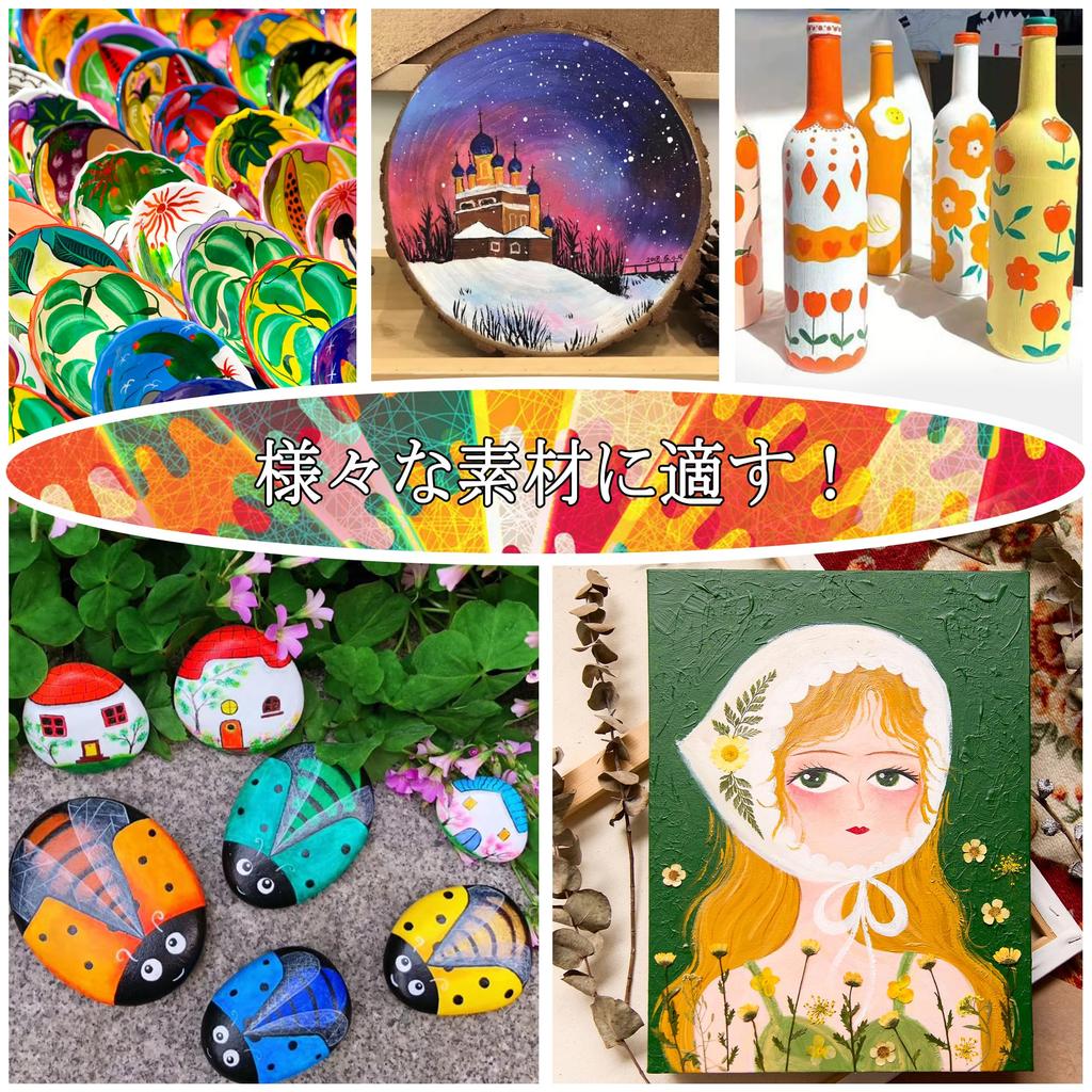 Shuttle Art Akrylfärg 82-delars set, 66 delar, 10 penslar med Pareto, Snabbtorkande, Hållbar tub, 22 ml, Handgjord, Kan måla på