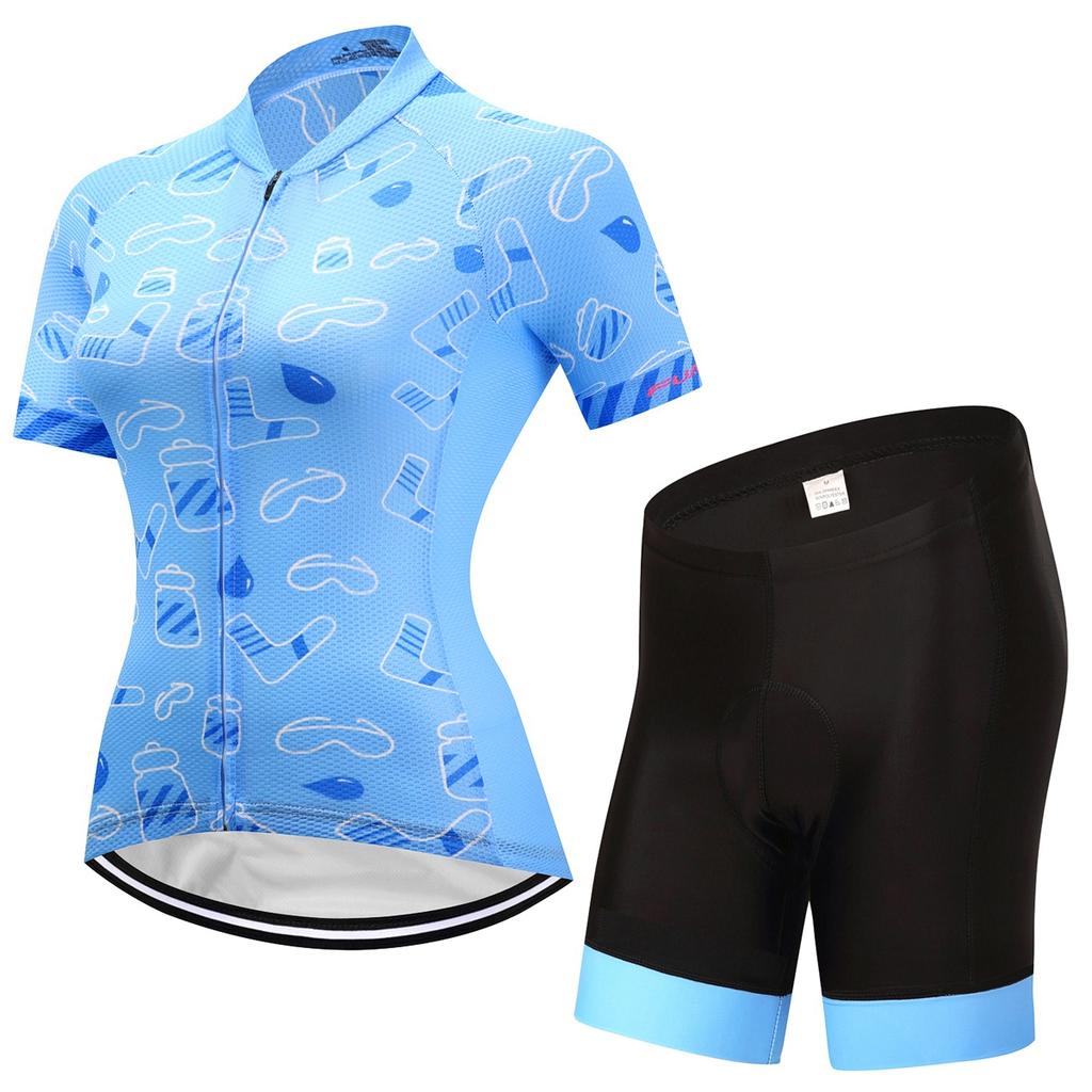 Summer Short Sleeve Riding Bicycle Cycling Clothing Set Women Sport Jerseys Suits Bicycle Clothes Suit
