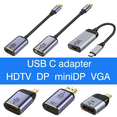 USB Type C To HDMI-Compatible 8K USB C To DP DisplayPort miniDP 4K VGA Adapter For Laptop MacBook TV Box PS5 Switch iPad Galaxy