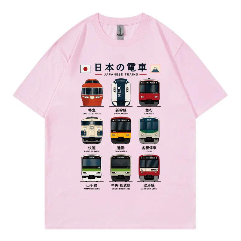 Japanese Tokyo Rail Graphic T Shirts Unisex Unisex Fashion Vintage Short Sleeve TShirts Summer Casual 100Cotton TShirt Streetwear