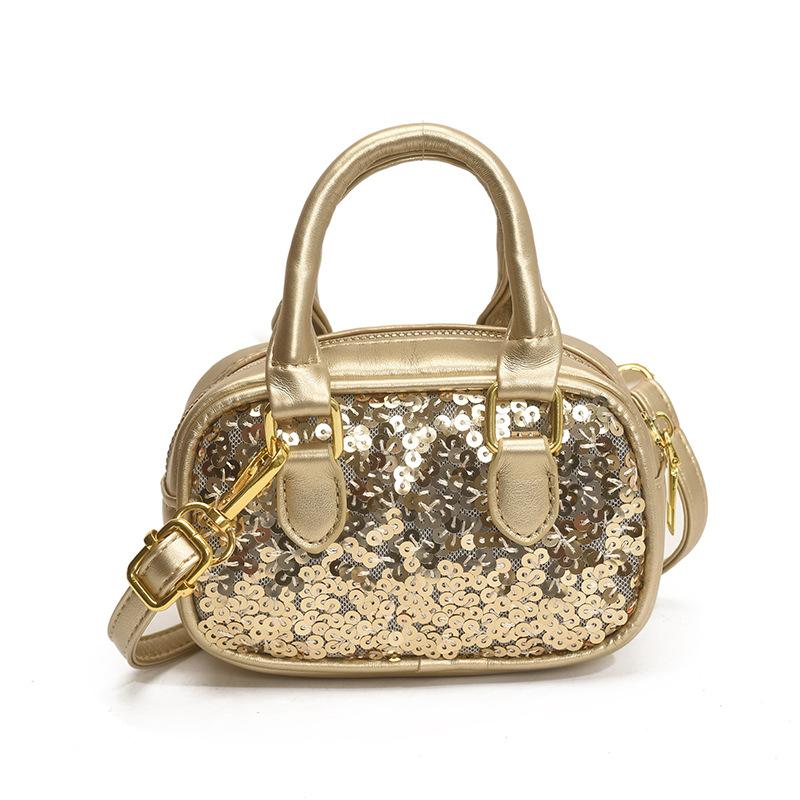 

Персонализированная маленькая сумка с пайетками 2025 новая европейская и американская модная нишевая сумочка женская универсальная сумка-мессенджер сумка-подушка тренд золотой