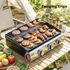 3 Burner Grill Griddle, Portable Gas Plancha with Warming Rack, 7.5 kW, Tabletop Gas BBQ with Grease Cup, Black
