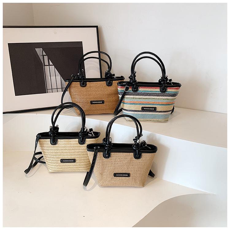 French Pastoral Style Women's Woven Straw Basket Bag - 2024 Retro Casual Mori Handbag