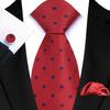 Red Striped Paisley Solid Floral Wedding 8CM Tie For Men Design Mens Necktie Hanky Cufflink Set For Daily Wear Business Party
