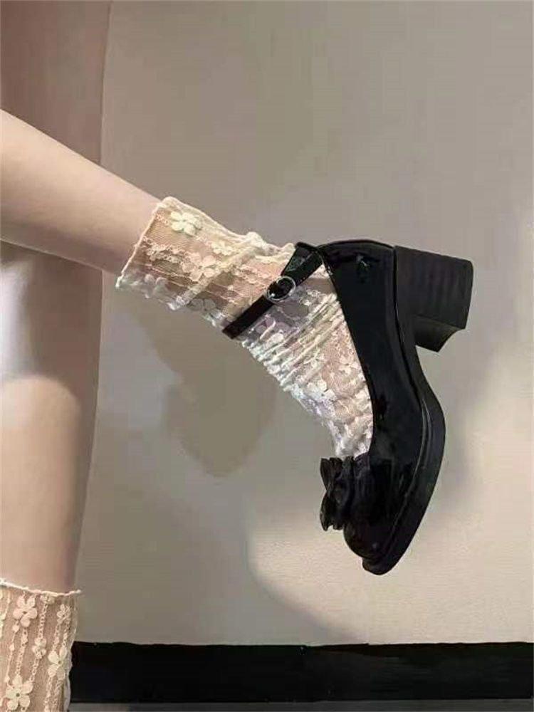 Vintage Bowknot Chunky Heel Mary Janes - Women's Spring/Summer 2025 Collection