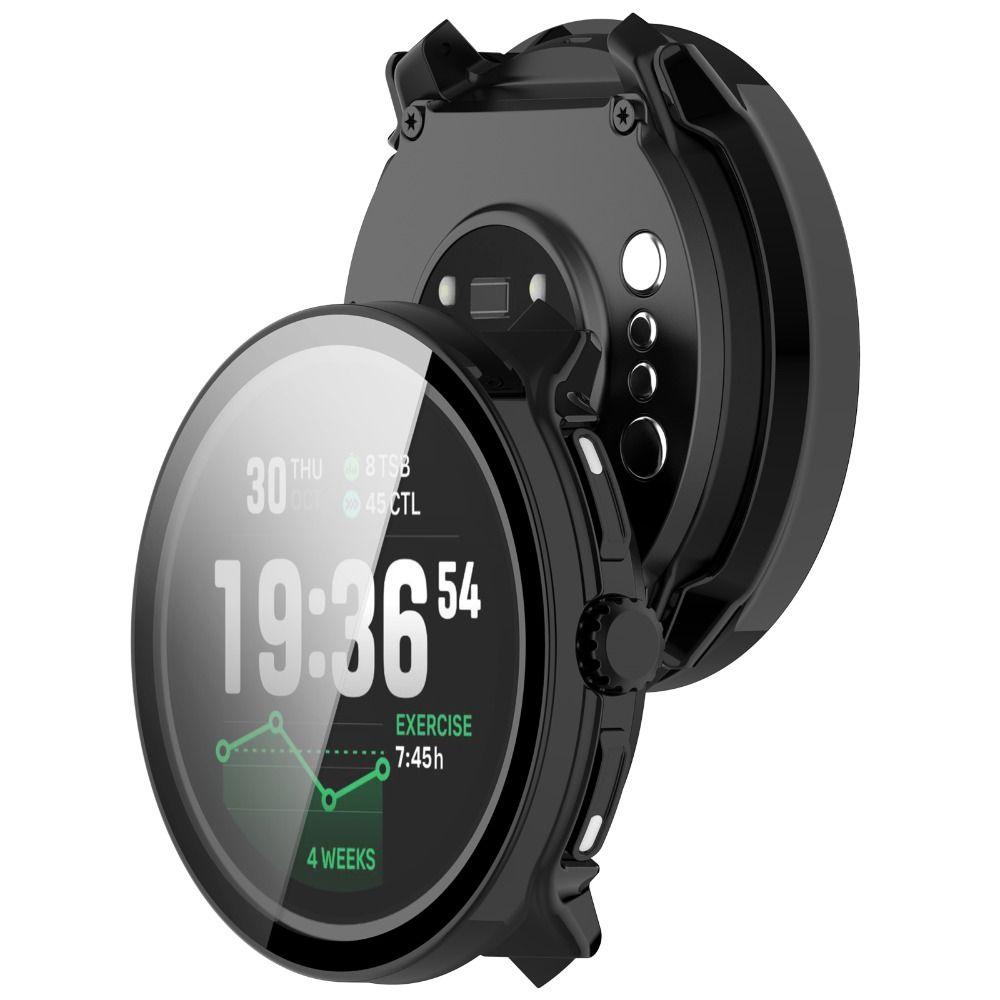 PC+Tempered Protective Case Full Coverage Hard Screen Protector Anti-Scratch Cover Shell for Suunto Race 2