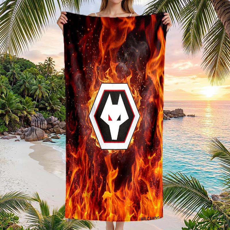 Asciugamano da Spiaggia Calcio Wolverhampton Wanderers Morbido Microfibra Asciugamano Estivo Asciugatura Rapida Assorbente per Spiaggia Piscina Viaggio