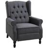 Recliner Armchair, Vintage Reclining Chair with Nail Head Trim, Wingback Chair with Button Tufted Back and Footrest, for Living Room, Dark Grey