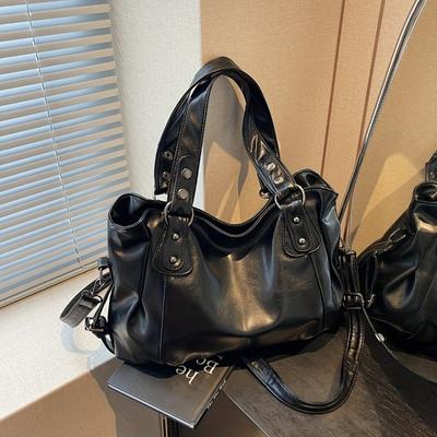 Borsa a mano grande in pelle vintage con chiusura a zip, Borse a tracolla tote, Moda versatile, Adatta per l'uso quotidiano