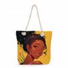 Multifunctional  Black Girl Printed Thick Rope Shoulder Beach Bag 7573 KTB
