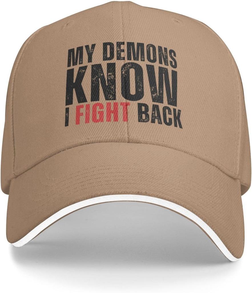 My Demons Know I Fight Back Trucker Hat Distressed Baseball Cap Polyester Adult Outdoors Cap