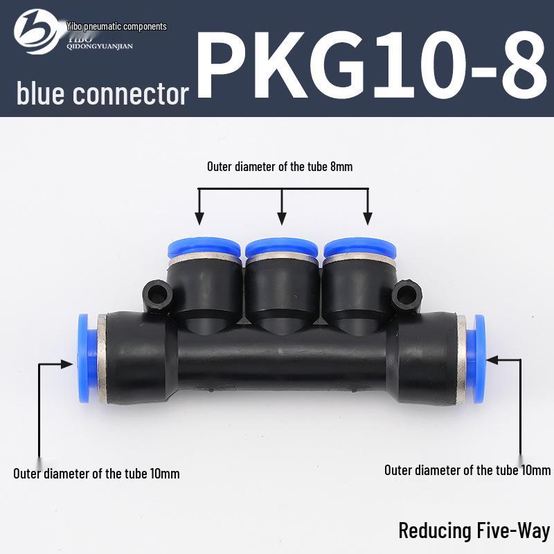 Wirtschaftlicher blauer pneumatischer Schnellkuppler: Gerade, T-Stück, Vierweg, Fünfweg, Reduzierstück für PU/PE/PY/PZA/PK/PV