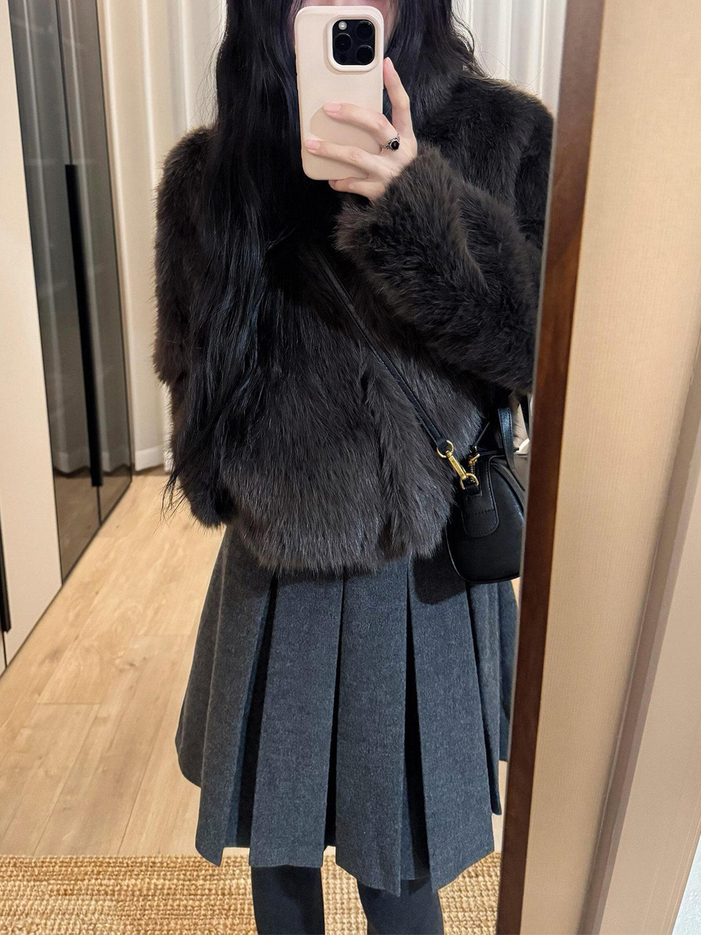 

Women s Plus Size Gray Wool Blend Pleated Half Skirt - Autumn/Winter Slimming, Mid-Length for Pear Shape & Petite XL