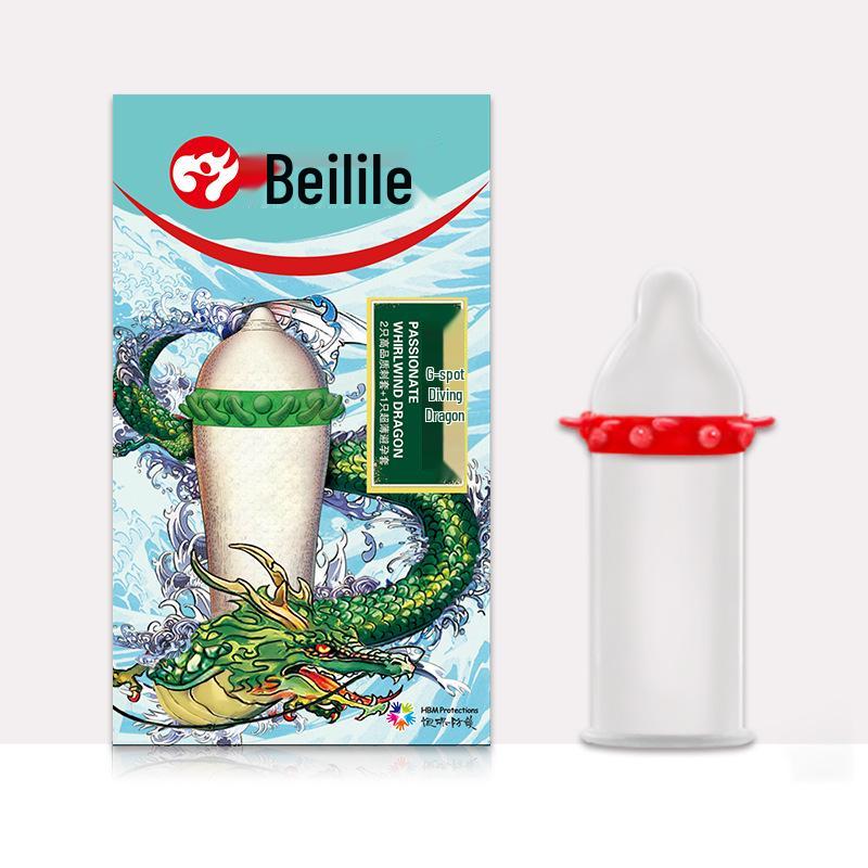 Beilile Ultra-Thin Large Size Lubricated Condoms - Wolf Tooth & Mushroom Design for Family Planning