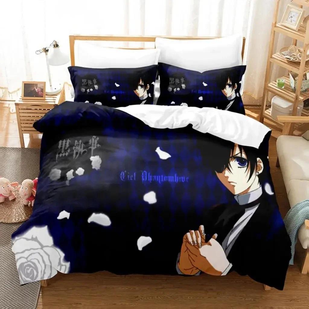 3D Print Anime Black Butler Sebastian Bedding Set Boys Girls Twin Queen Size Duvet Cover Pillowcase Bed Kids Adult Home Textile