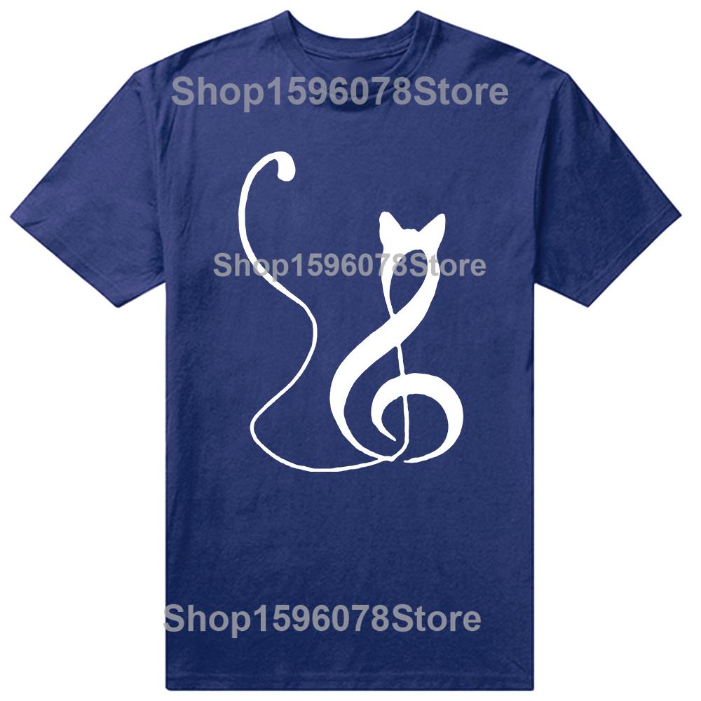 Funny Music Note Cat Lover Graphic 100 Cotton Tshirts Men Womens Fashion Casual Tshirt Loose Oversized Streetwear T Shirt